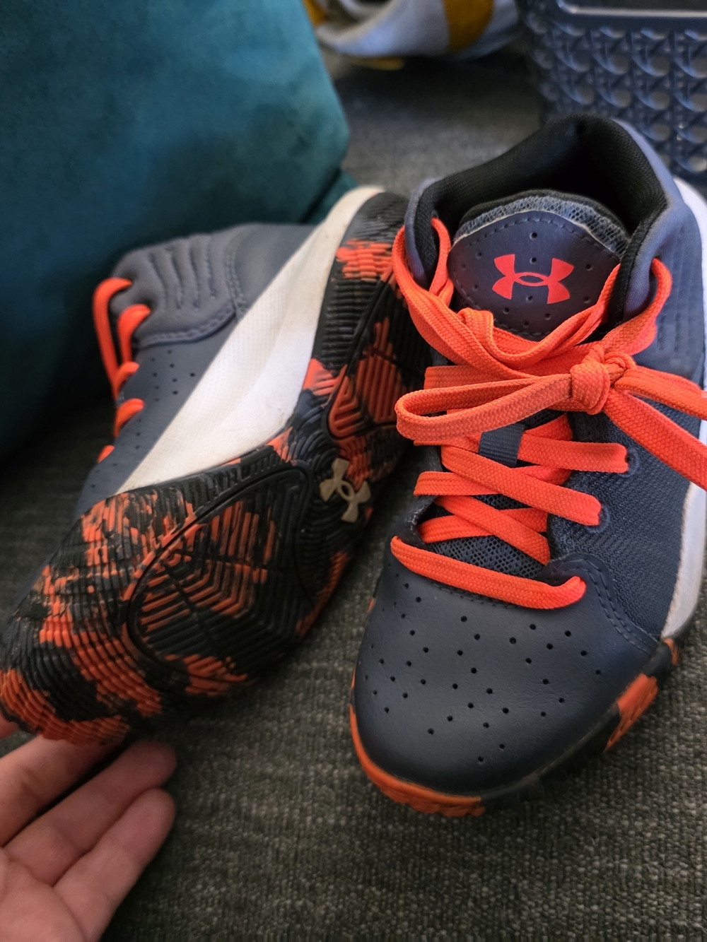 Under Armour Kids' Navy and Orange Athletic Shoes